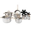 13pcs Cookware Set with glass lid and Gold Color Handle and Knob